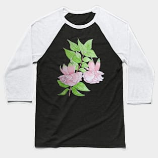 Pink fuchsia flowers with leaves floral Baseball T-Shirt